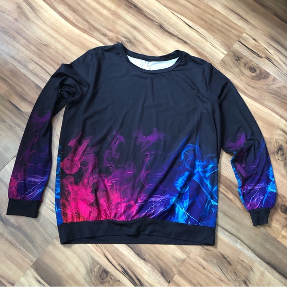 Pixie Lady Large black /pink /purple/ blue smoke / flames design - Picture 1 of 5